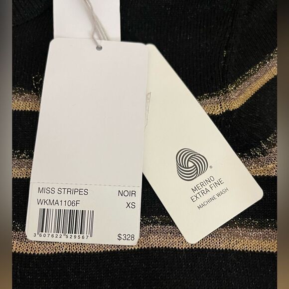Zadig & Voltaire Sweater Miss Stripes black and gold metallic Sweater. NWT XS - Picture 9 of 11